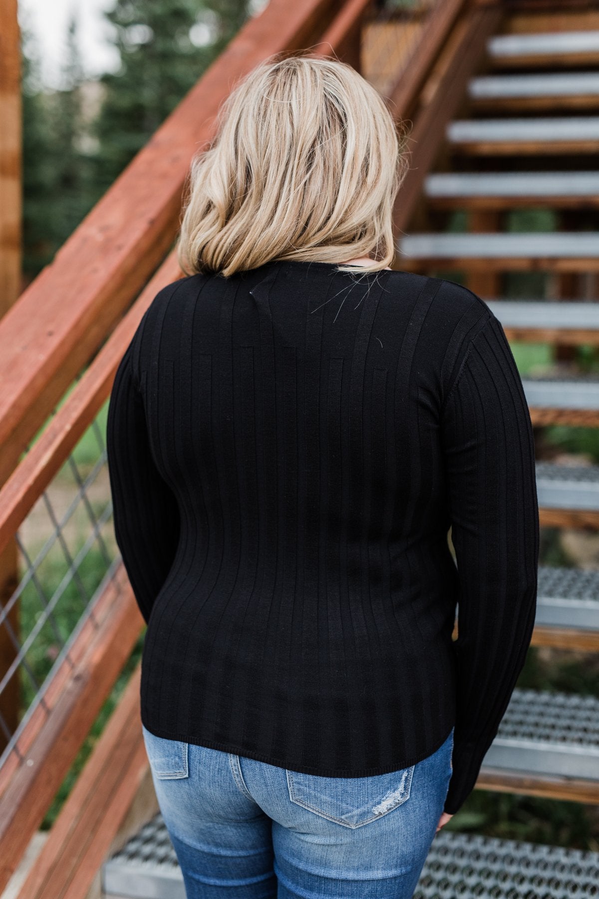 Pull Me Near Fitted Long Sleeve Top- Black