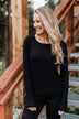 Pull Me Near Fitted Long Sleeve Top- Black