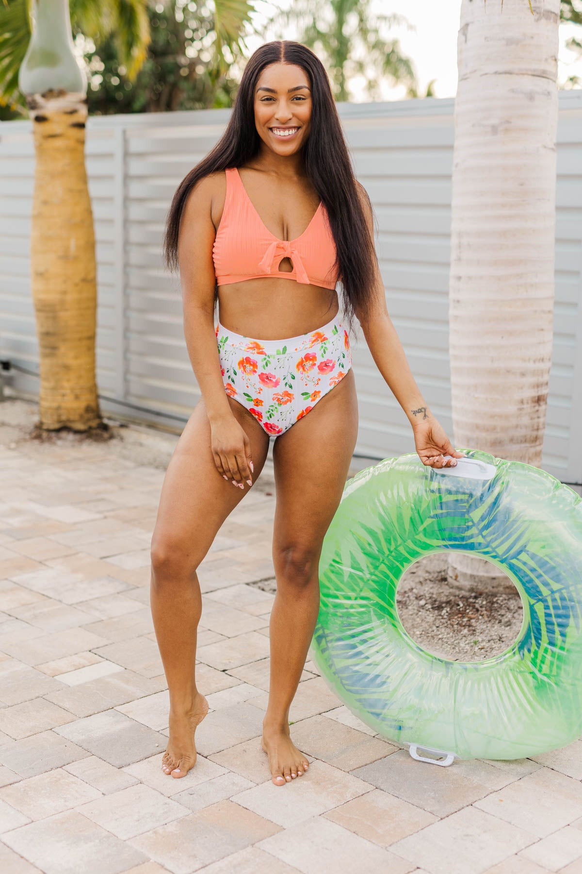 Walk Along The Beach Ribbed Swim Top- Sherbert – The Pulse Boutique