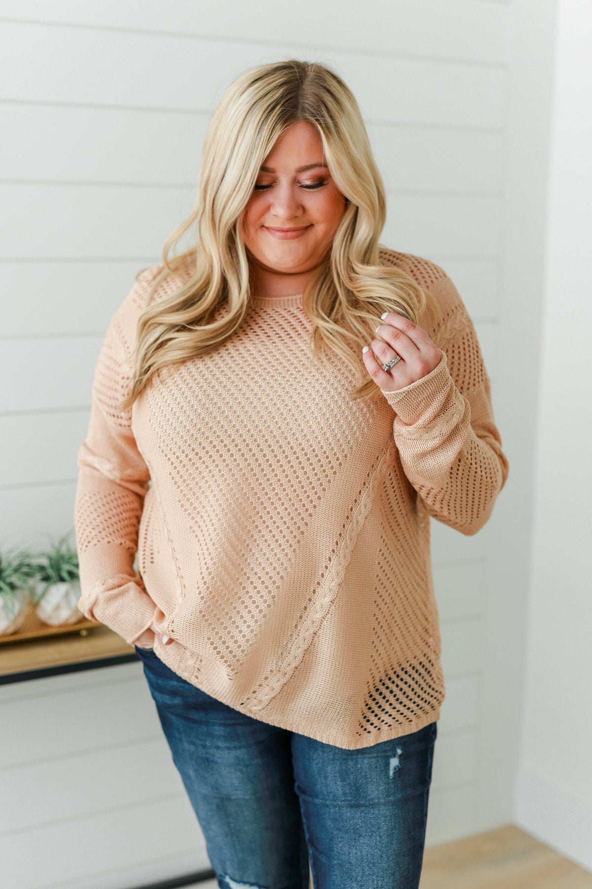 Love Like Crazy Open Knit Sweater- Natural