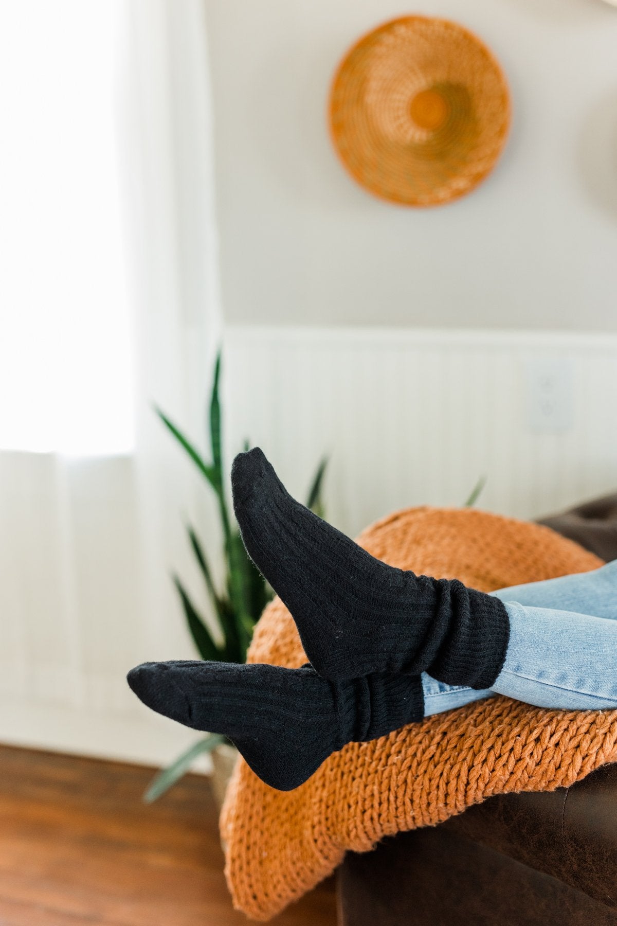 Cozy Knit Boot Socks- Black