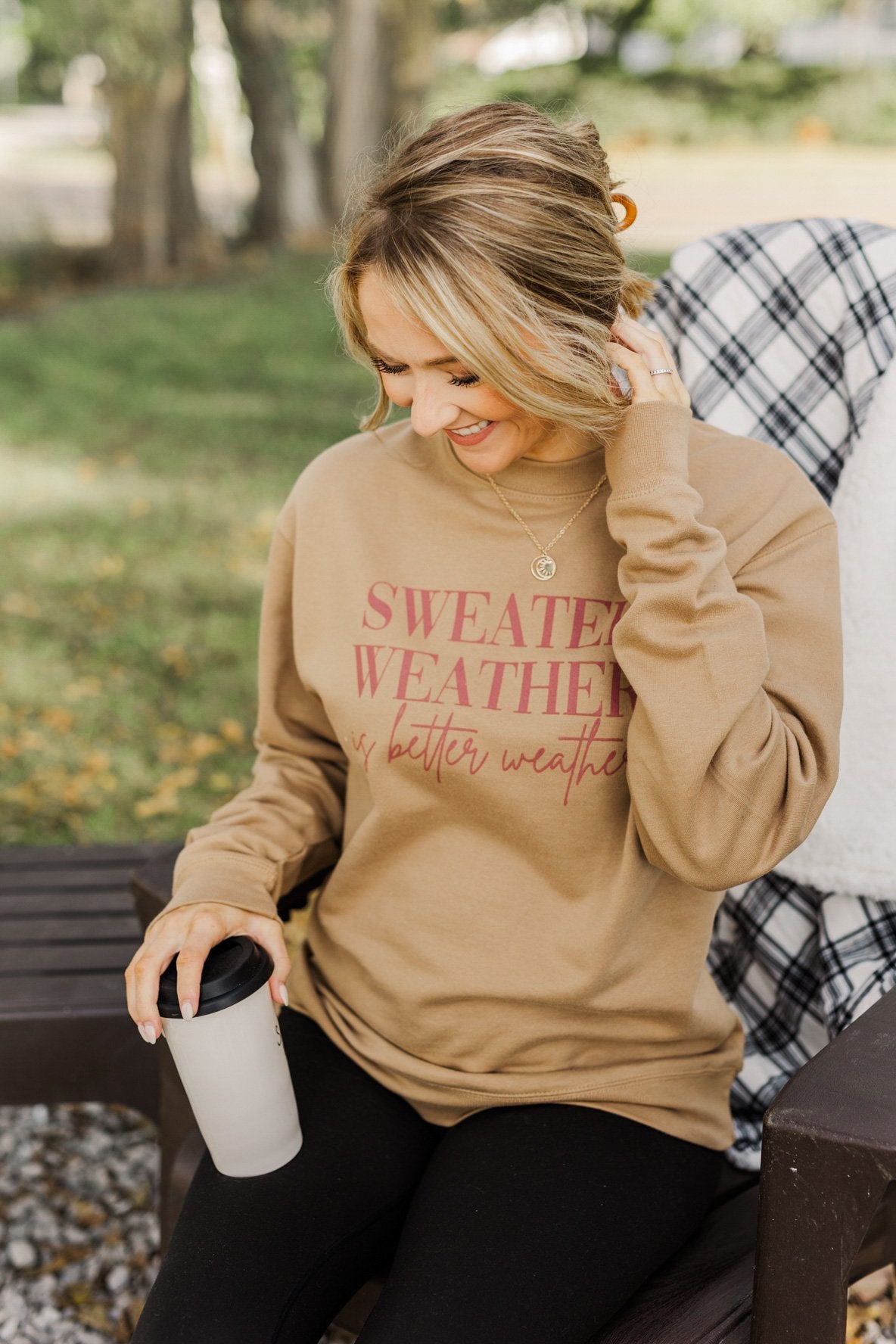 "Sweater Weather" Crewneck Pullover- Khaki