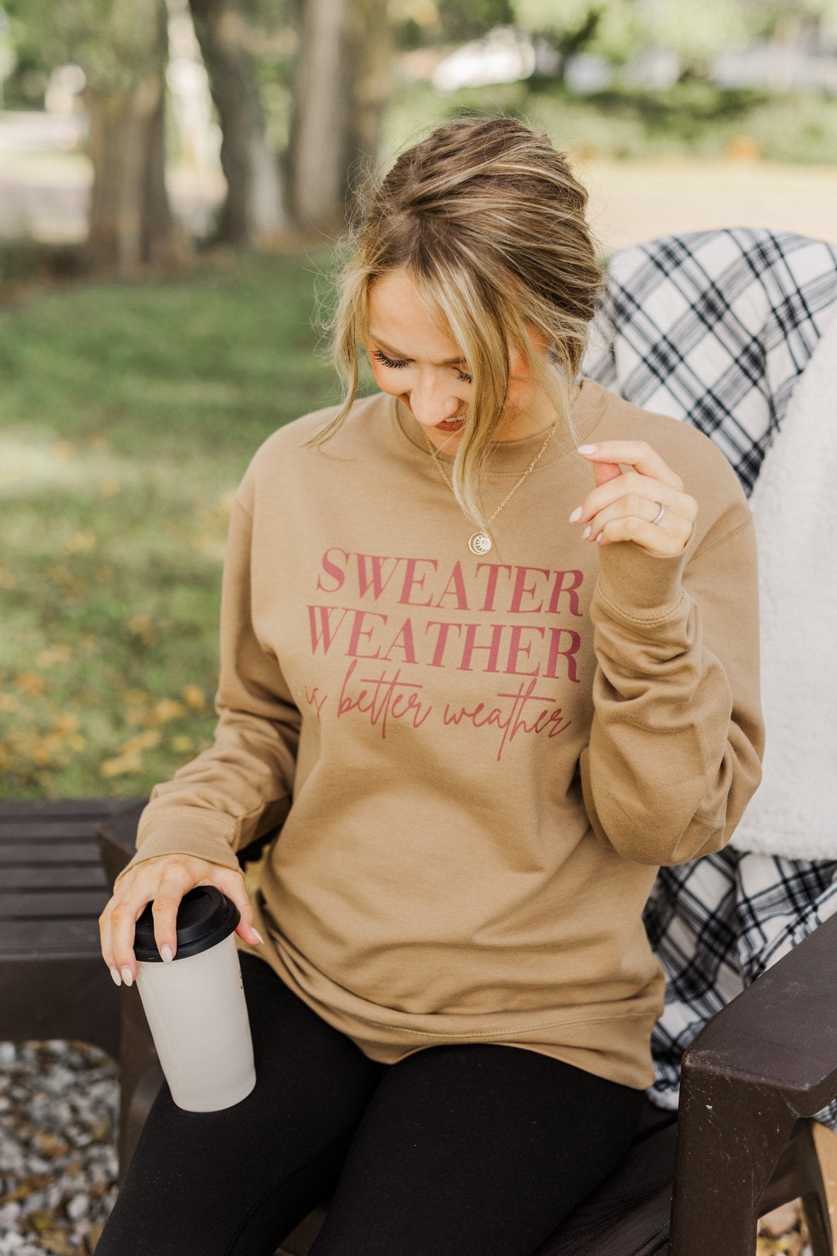 "Sweater Weather" Crewneck Pullover- Khaki