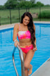 Tie Dye Bandeau Swim Top- Pink, Red, Yellow