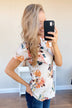 Autumn Breeze Floral Top- Ivory