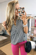 When You Smile Striped Tank Top- Black & White