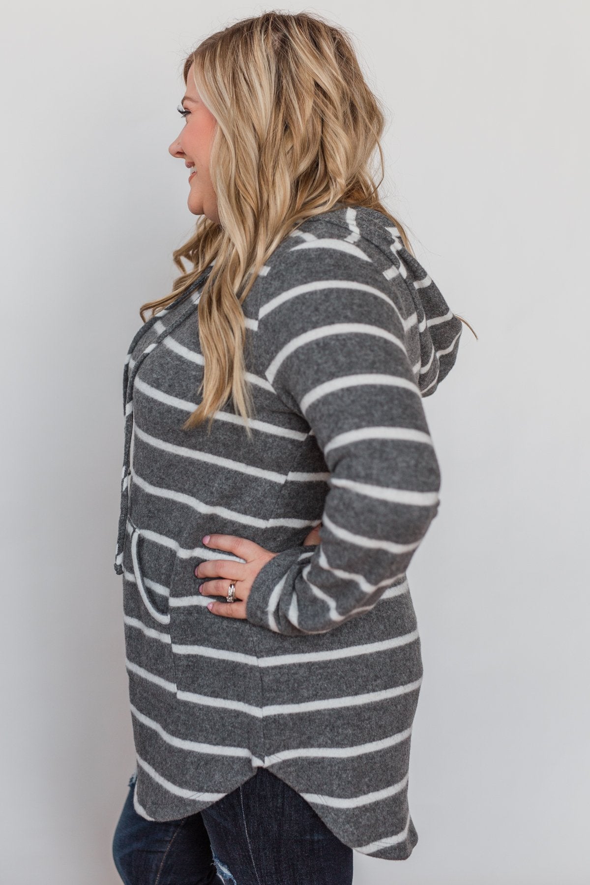 Can't Stop This Feeling Tunic Hoodie - Grey & White