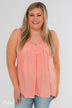 Fill My Days Lace Detailed Tank Top- Soft Coral