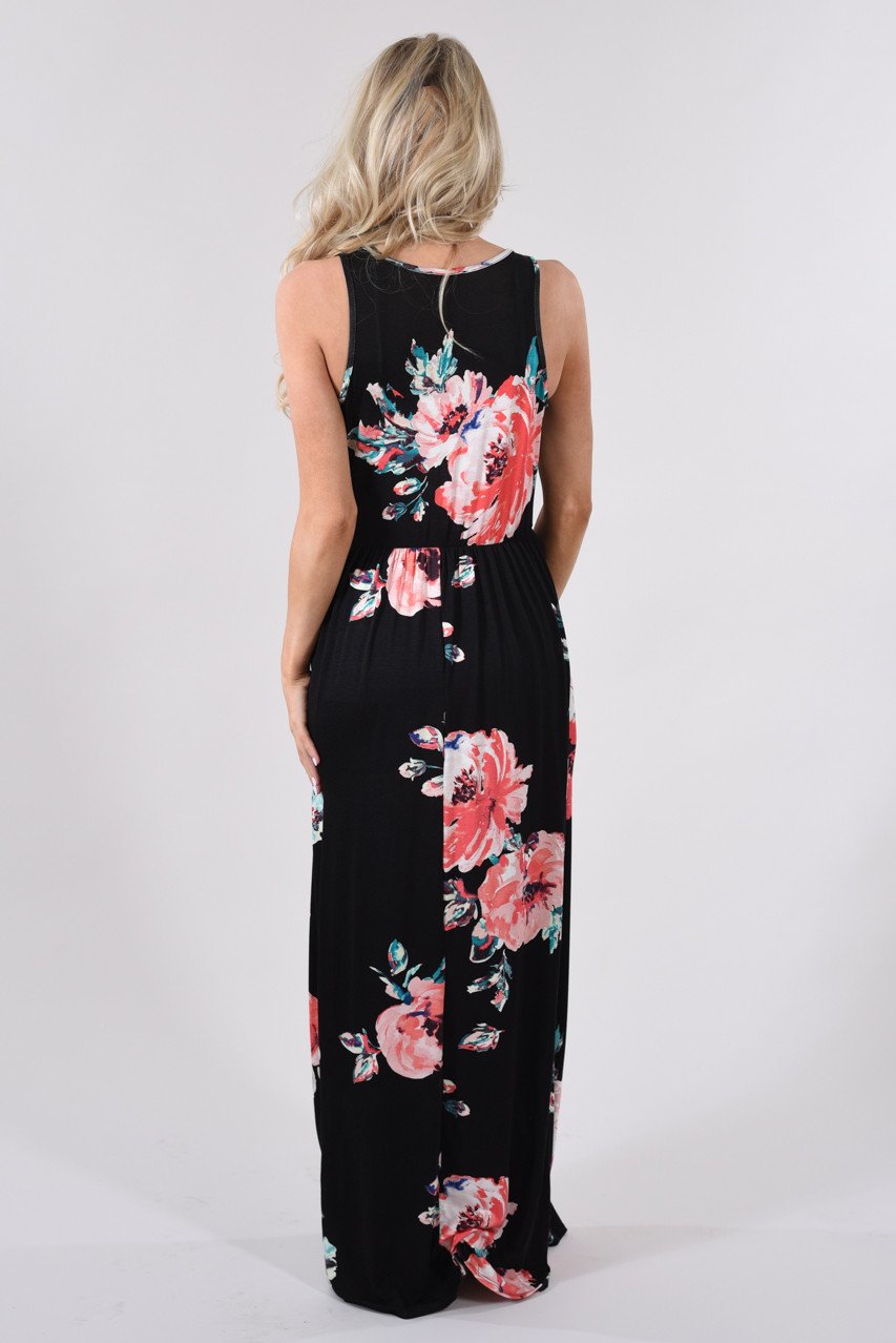 Cherished Love Black Floral Maxi Dress