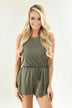 Light Olive Drawstring Romper