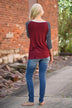 Collar Full of Color 3/4 Sleeve Top ~ Grey