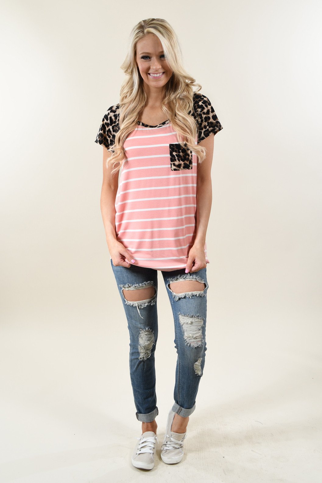 Fierce Leopard Pocket Top ~ Pink