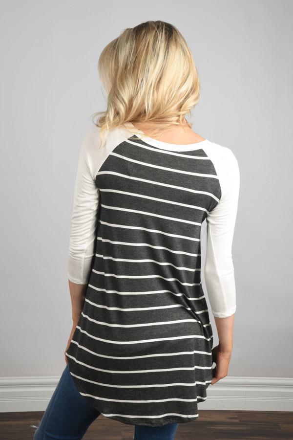 Essential Stripe Top ~ Grey