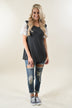 It's All Cool Detail Sleeve Top ~ Charcoal