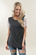 It's All Cool Detail Sleeve Top ~ Charcoal