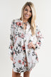 Ivory and Light Coral Floral Dress