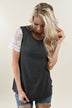 It's All Cool Detail Sleeve Top ~ Charcoal