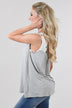 Take a Hint Floral & Striped Tank Top ~ Grey