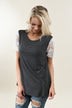 It's All Cool Detail Sleeve Top ~ Charcoal
