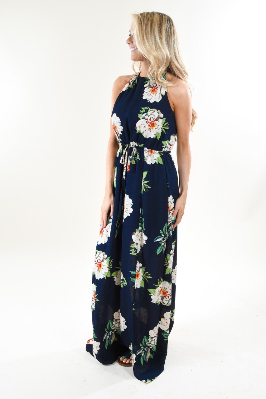 Navy Oasis Floral Maxi Dress