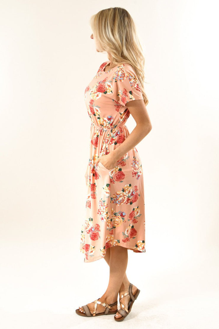 Fields of Peaches Floral Midi Dress – The Pulse Boutique