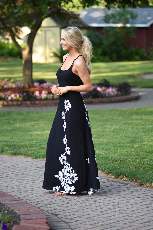 Lovestitch Floral Maxi Dress ~ Black