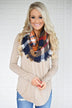 Long Sleeve V-Neck Top ~ Taupe