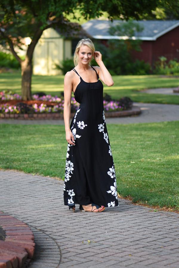 Lovestitch Floral Maxi Dress ~ Black