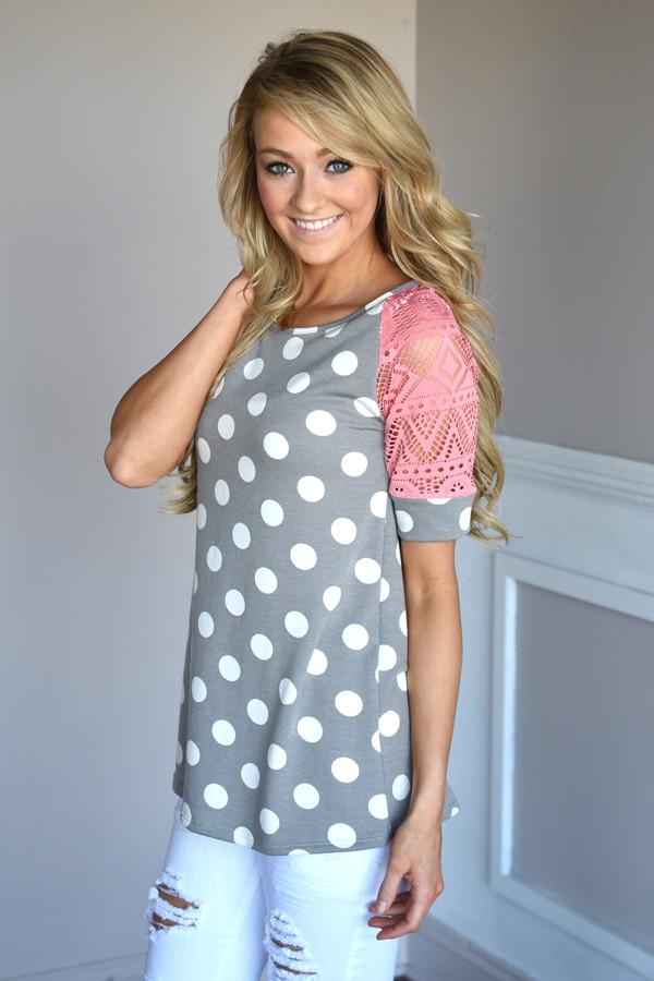 Addicted to Dots Top ~ Coral