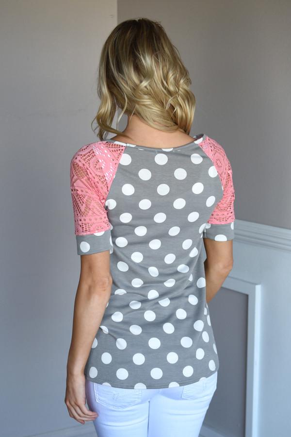 Addicted to Dots Top ~ Coral