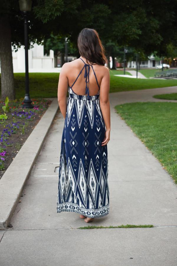 Family Tradition Ethnic Print Maxi Dress Navy