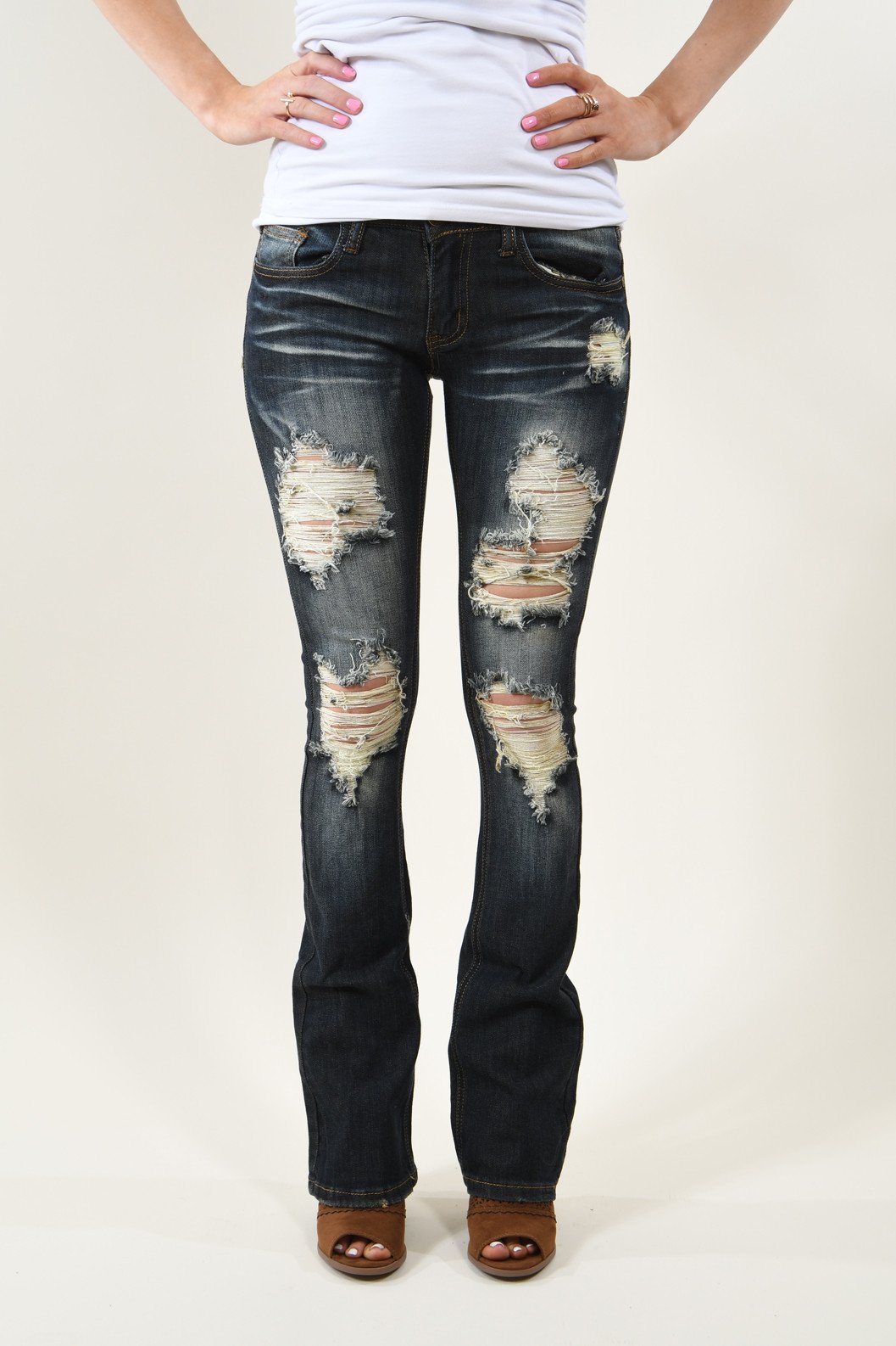 Machine Jeans - Dark Distressed Jeans