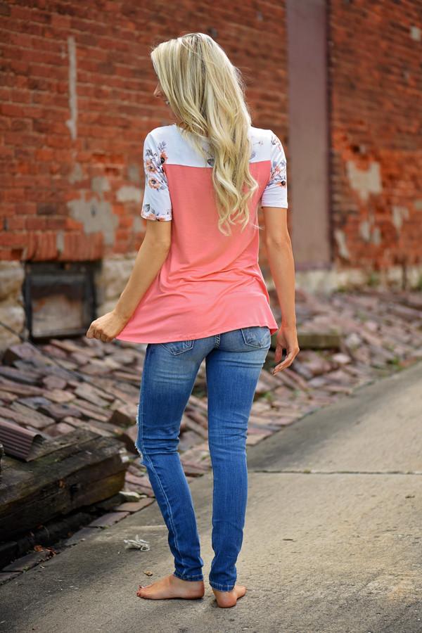Daydreamer Coral Floral Top