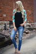 Mint Floral 3/4 Sleeve Top