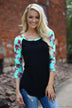 Mint Floral 3/4 Sleeve Top