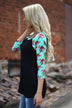 Mint Floral 3/4 Sleeve Top