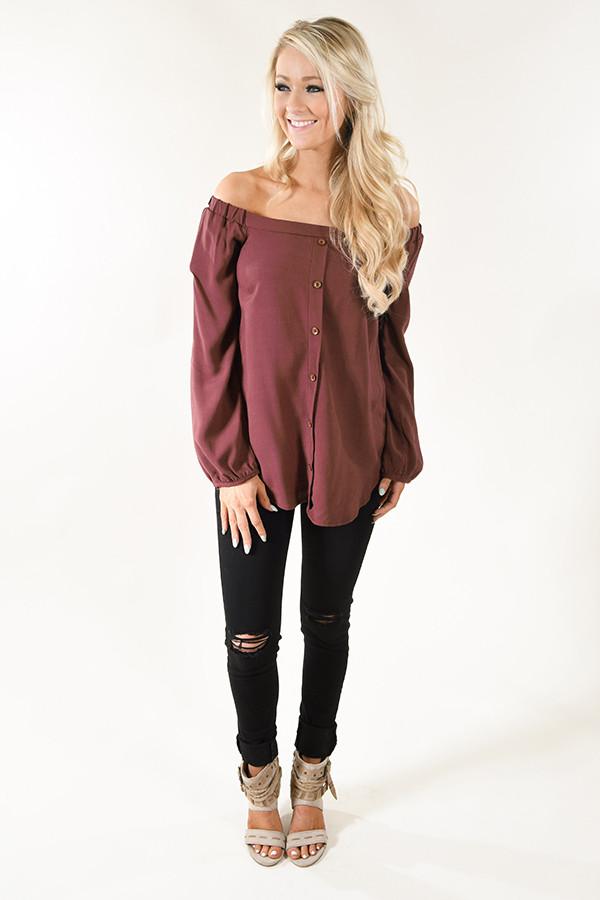 Maroon Off the Shoulder Top