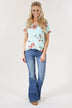 Floral V-Neck ~ Mint