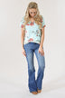 Floral V-Neck ~ Mint