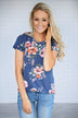 Sugar Kissed Floral Top - Navy