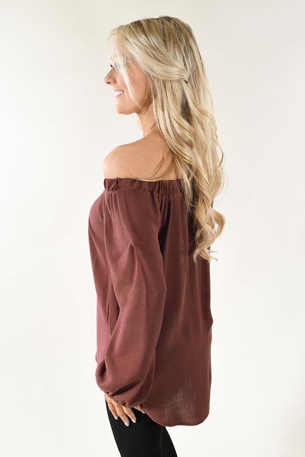 Maroon Off the Shoulder Top