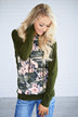 Camo & Floral Hoodie ~ Olive