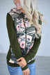 Camo & Floral Hoodie ~ Olive