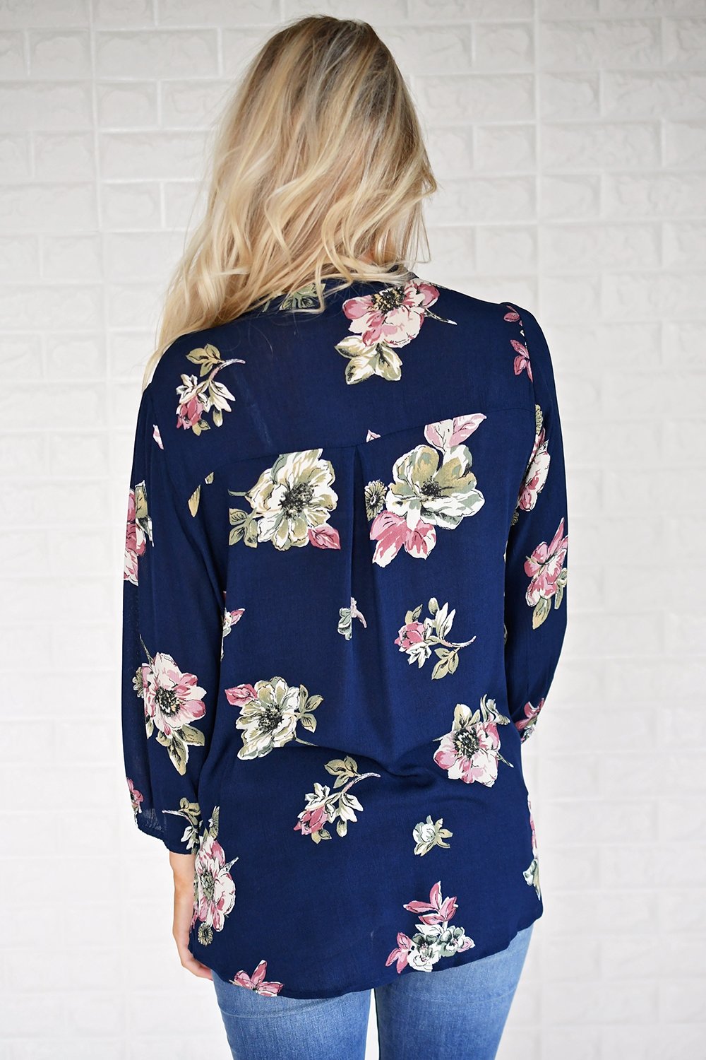 Navy Floral Blouse