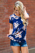 Mix It Up Floral Top Navy