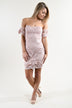 Pink Lace Off the Shoulder Dress