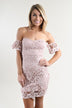 Pink Lace Off the Shoulder Dress
