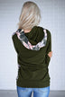 Camo & Floral Hoodie ~ Olive