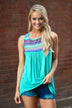 Blue Embroidered Tank Top