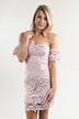 Pink Lace Off the Shoulder Dress